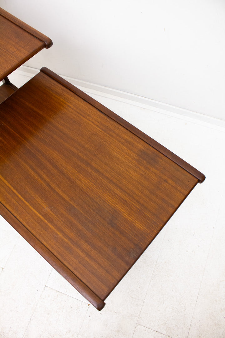 Vintage multi-level houten bijzettafel
