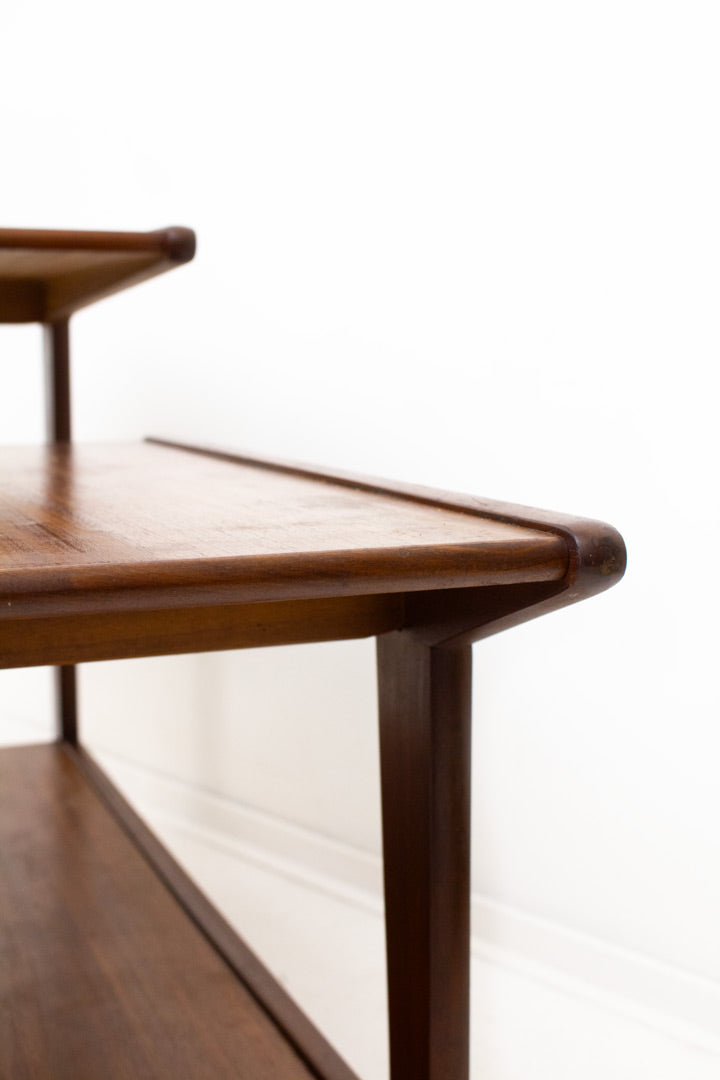Vintage multi-level houten bijzettafel
