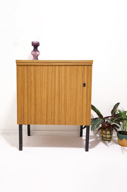 Vintage naaikastje houtfineer met uitklapbare bladen jaren 60