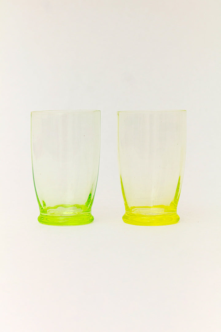 Vintage neon groene drinkglazen uraniumglas - set van 7