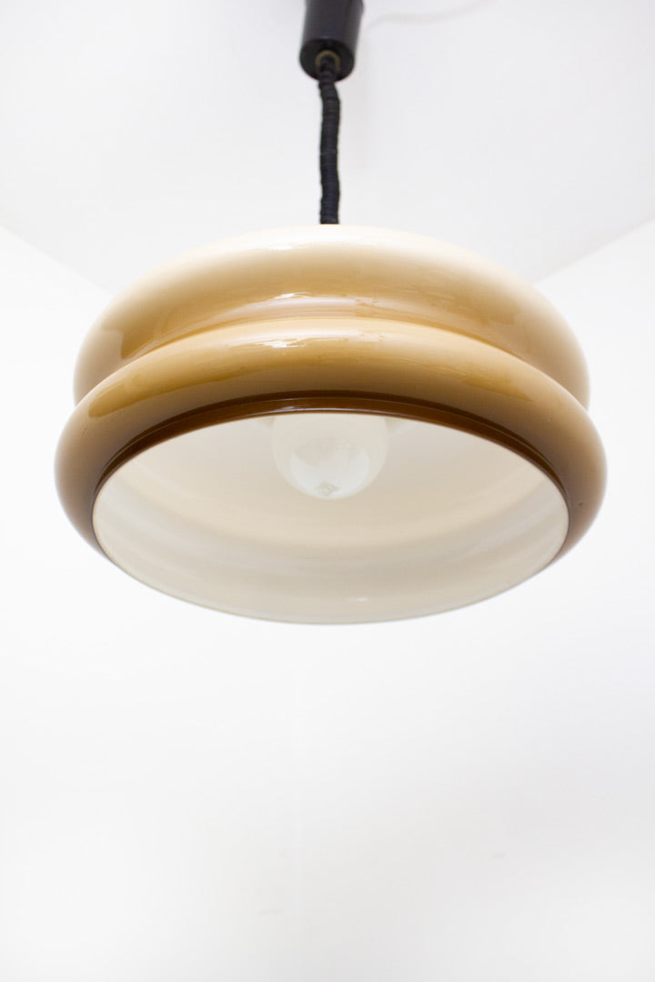 Vintage kunststoffen Dijkstra hanglamp met trekpendel