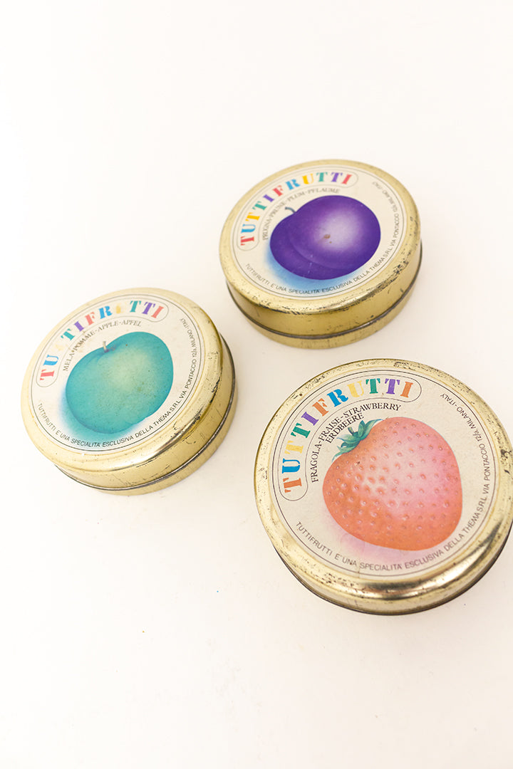 Vintage opklapbare zonnebril in blikje Tutti Frutti Italië Jaren 70