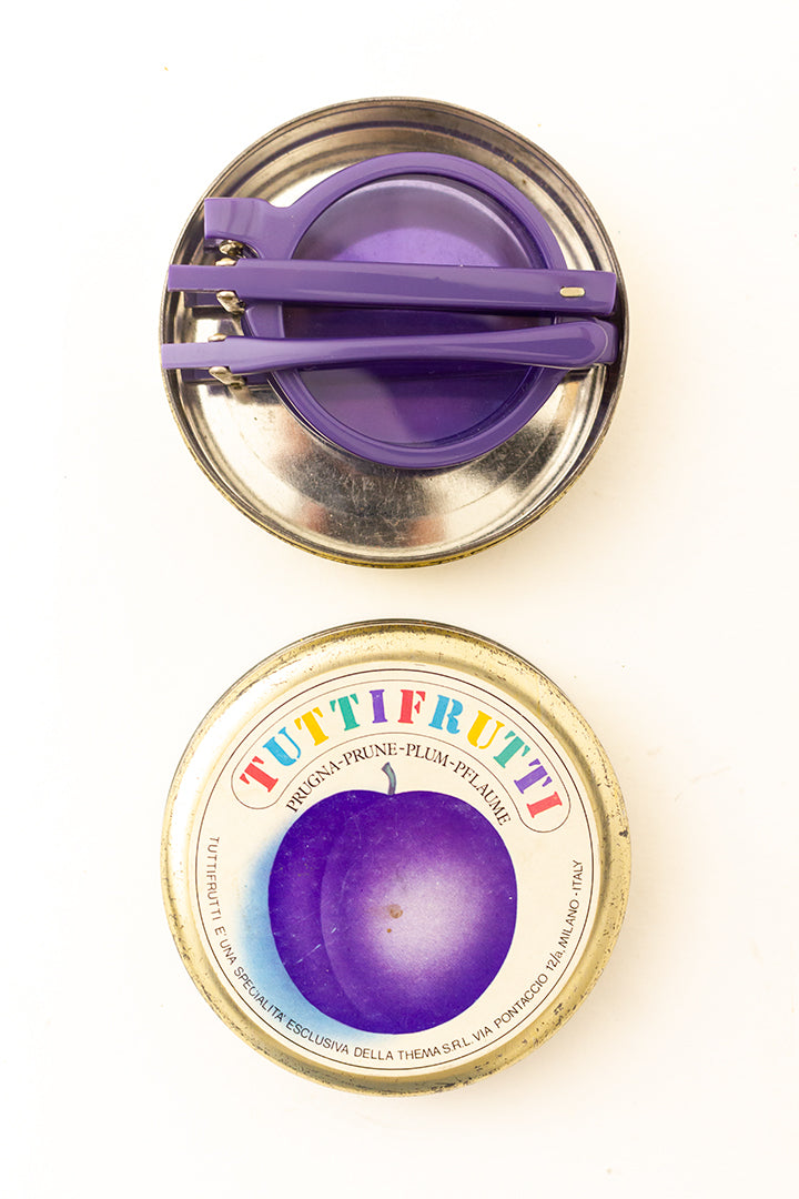 Vintage opklapbare zonnebril in blikje Tutti Frutti Italië Jaren 70
