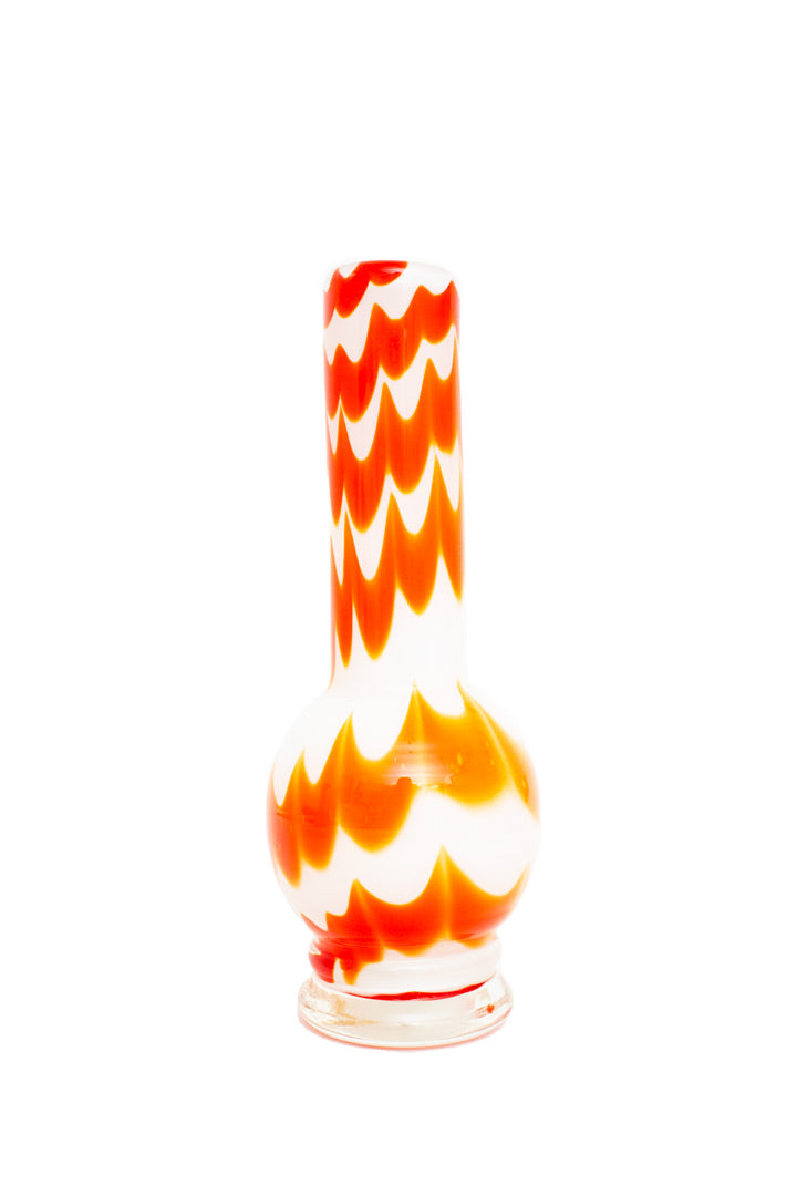 Vintage oranje/wit glazen zig-zag vaas