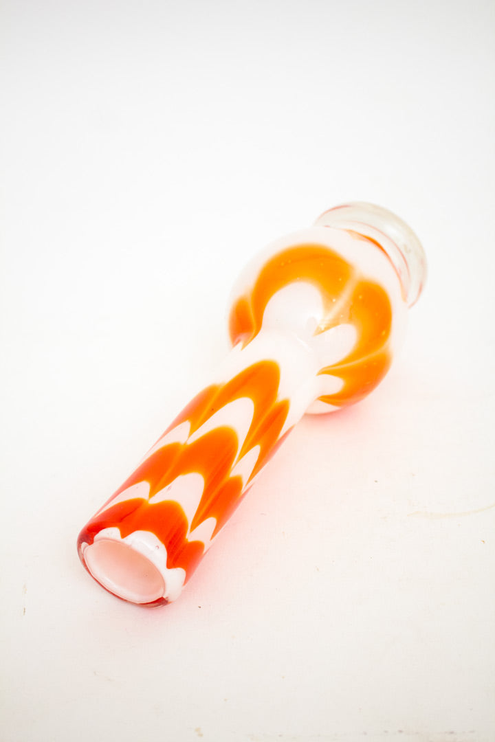 Vintage oranje/wit glazen zig-zag vaas