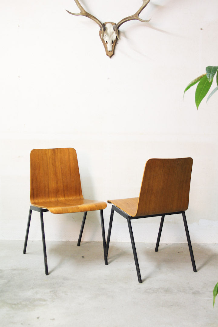 Set vintage pagholz stoelen / houten schoolstoelen