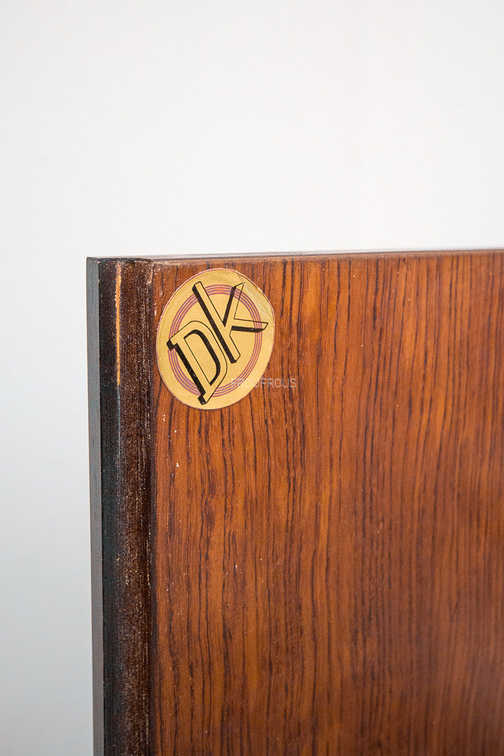 Vintage gelakt palissander highboard met messing biezen