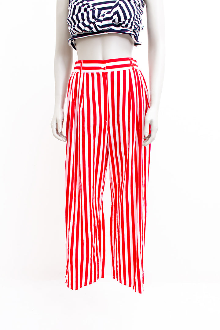 Vintage pantalon rood wit gestreept Miss Etam