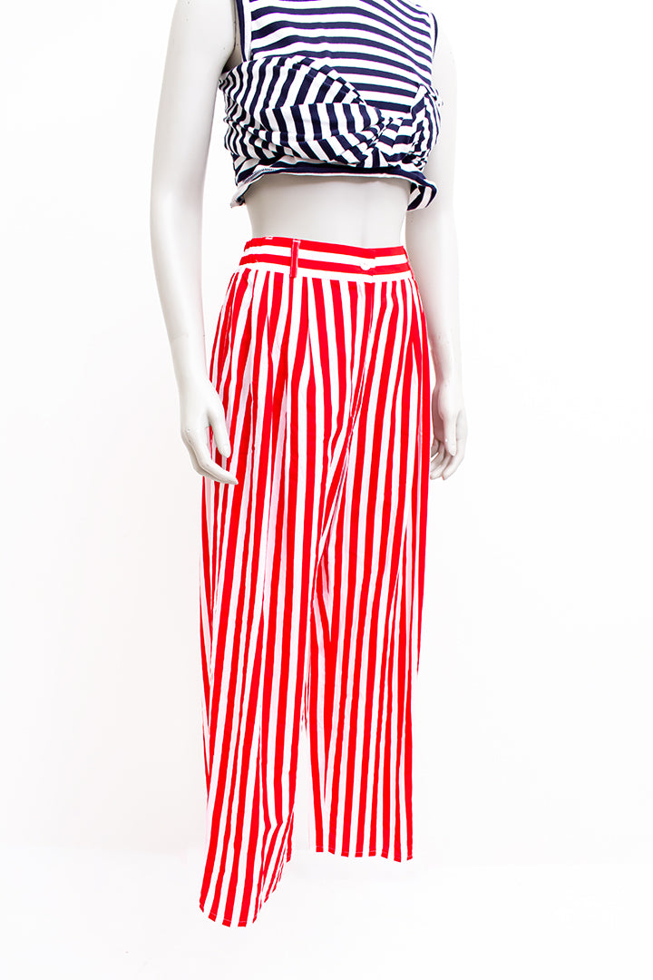 Vintage pantalon rood wit gestreept Miss Etam