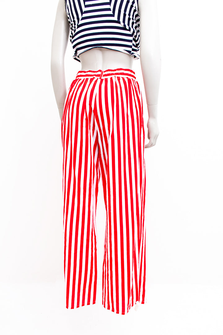 Vintage pantalon rood wit gestreept Miss Etam