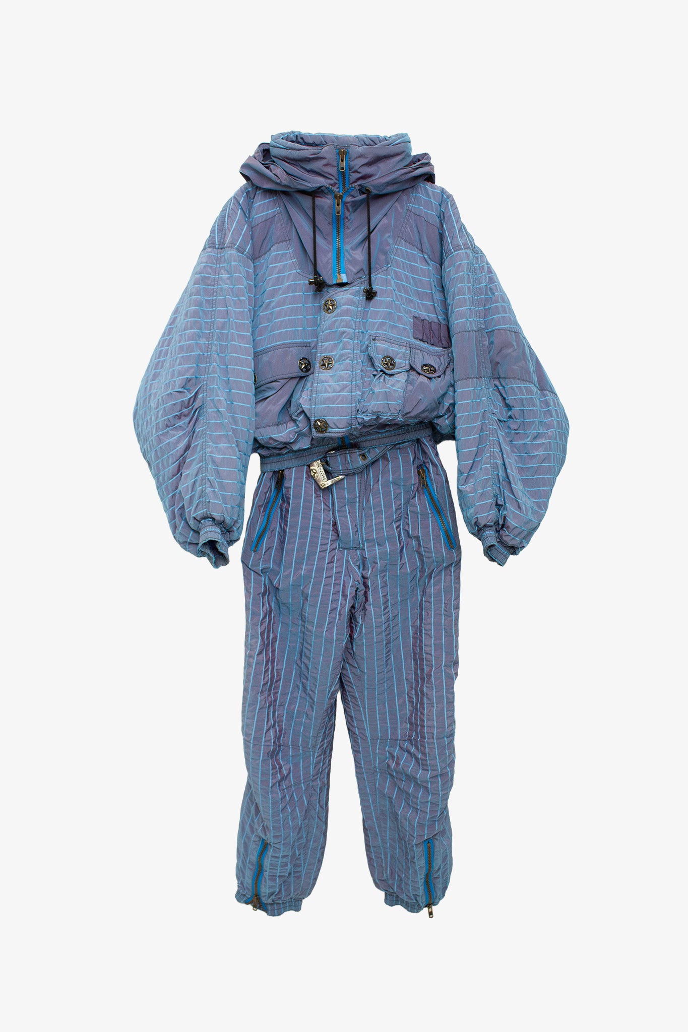 80’s vintage parelmoer glans 2-delig ski-pak 