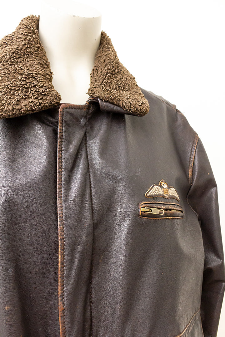 Vintage pilotenjas van bruin leer Arma