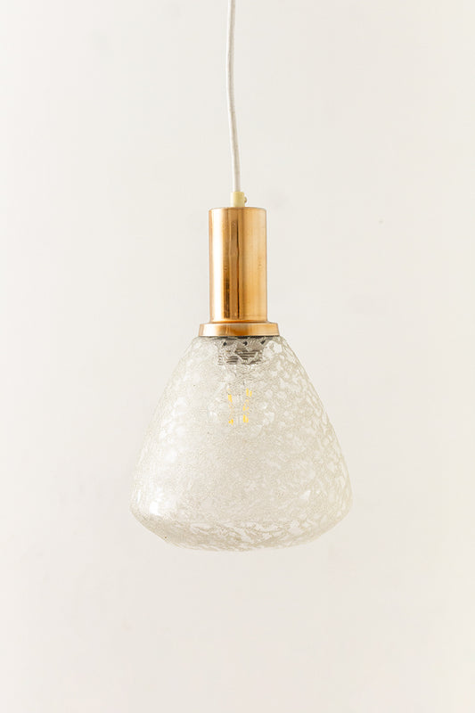 Vintage plafondlamp glazen kap met ijskristallen look