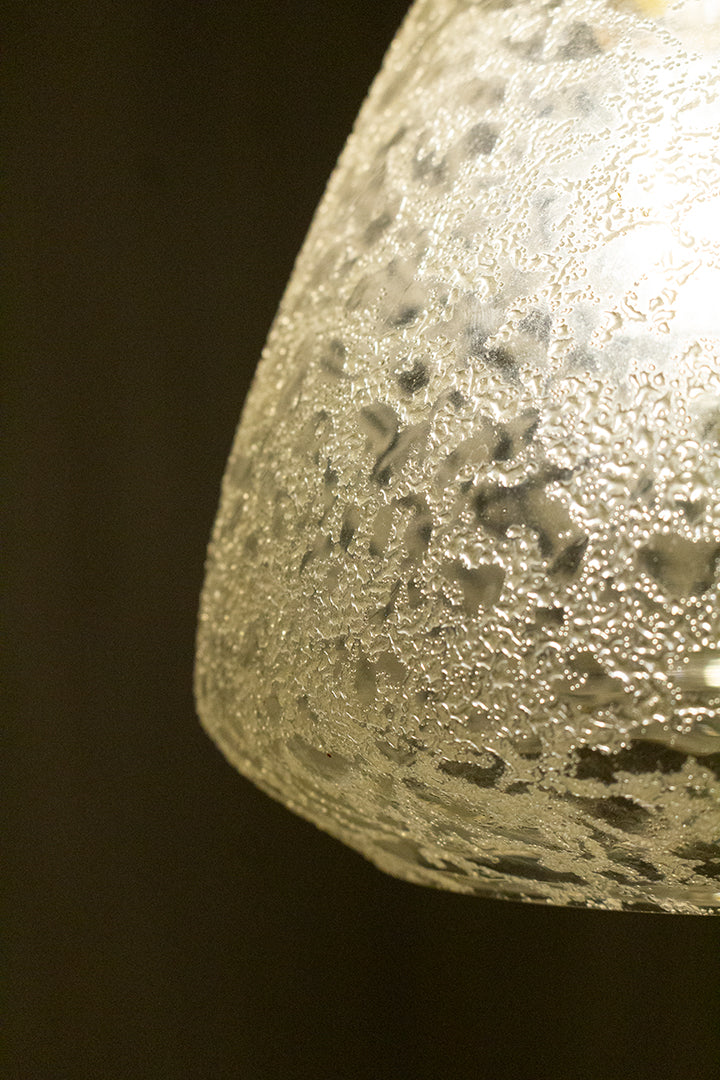 Vintage plafondlamp glazen kap met ijskristallen look