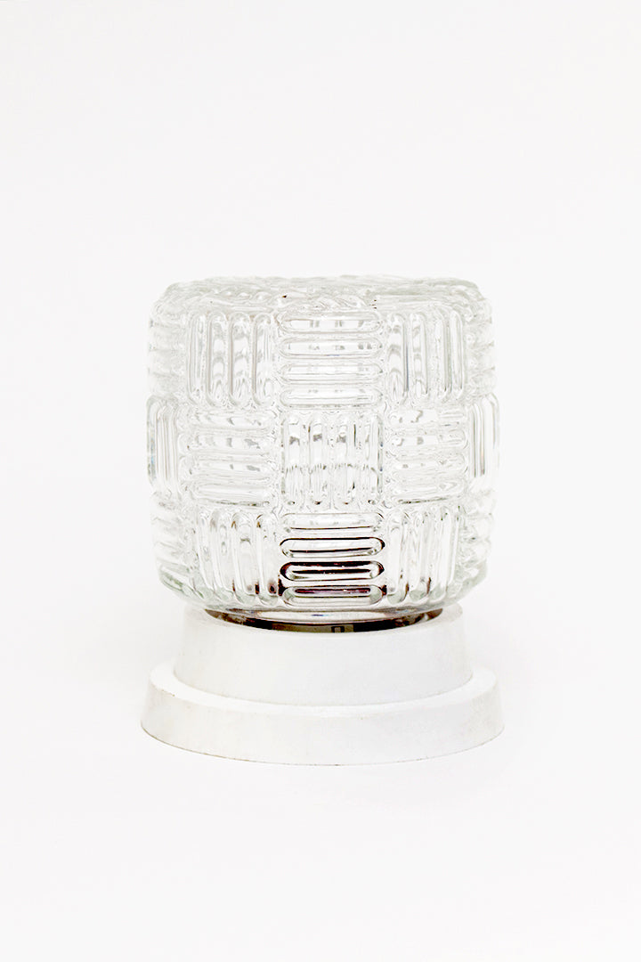 Vintage plafonnière Massive met witte voet en gestreept reliëfpatroon
