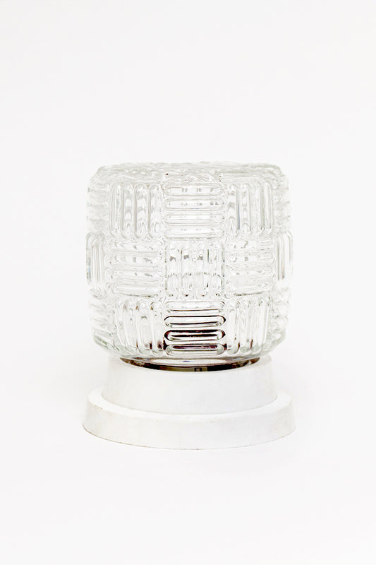 Vintage plafonnière Massive met witte voet en gestreept reliëfpatroon