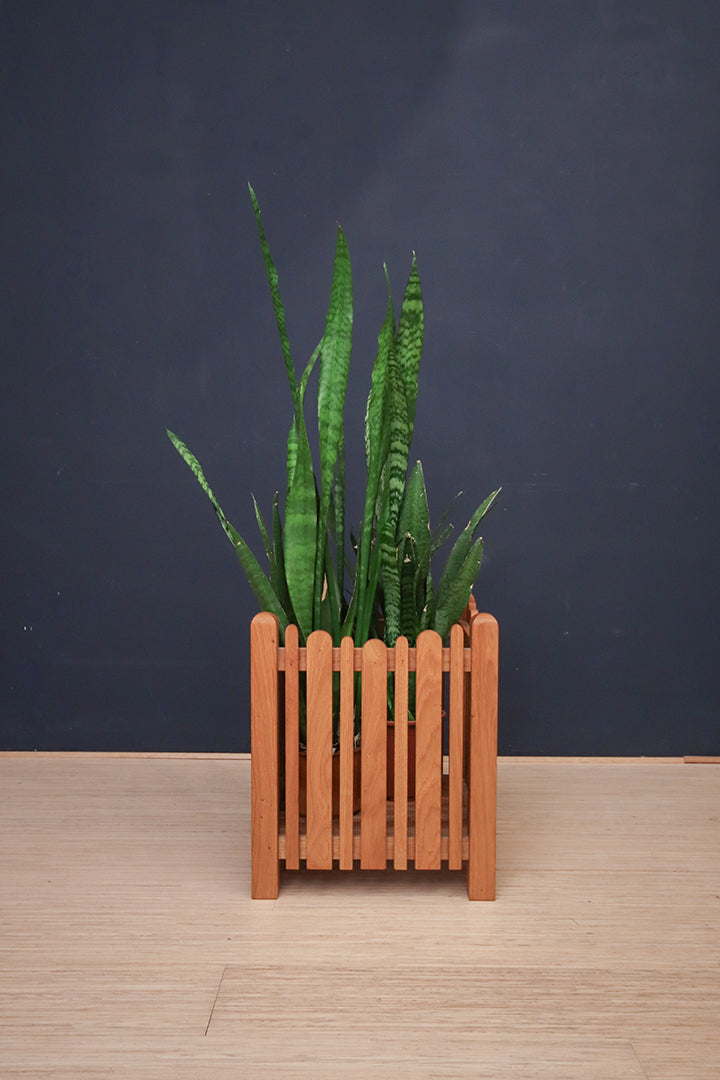 Vintage vierkante plantenbak teakhout jaren 60