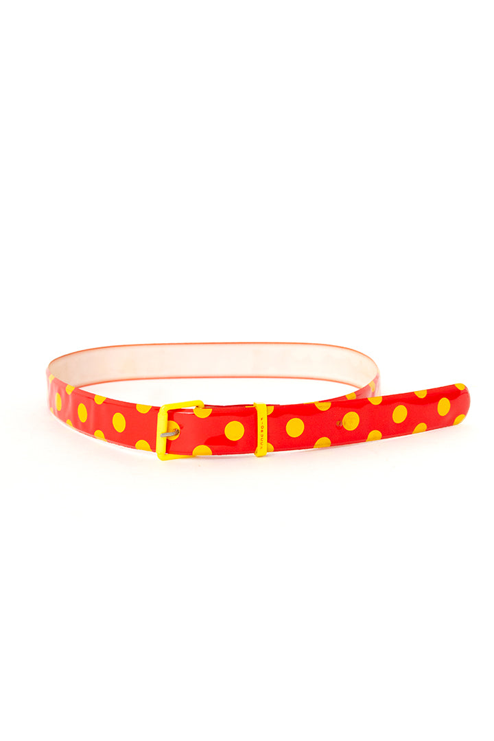 Vintage polkadot riem van rood/geel kunststof Fiorucci Italië
