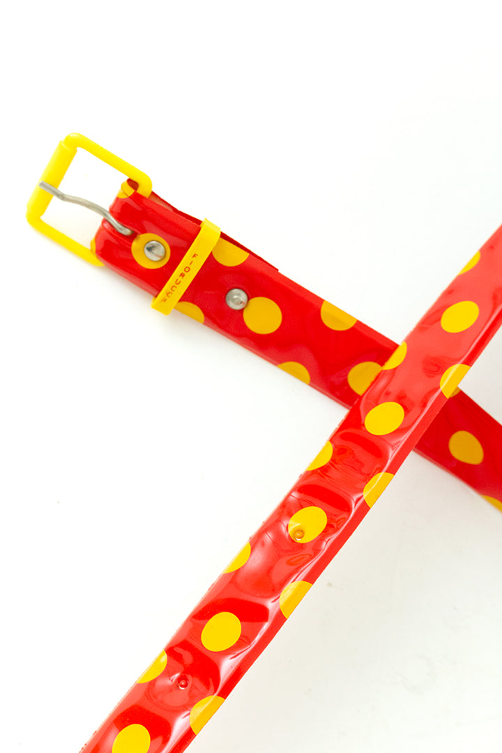 Vintage polkadot riem van rood/geel kunststof Fiorucci Italië
