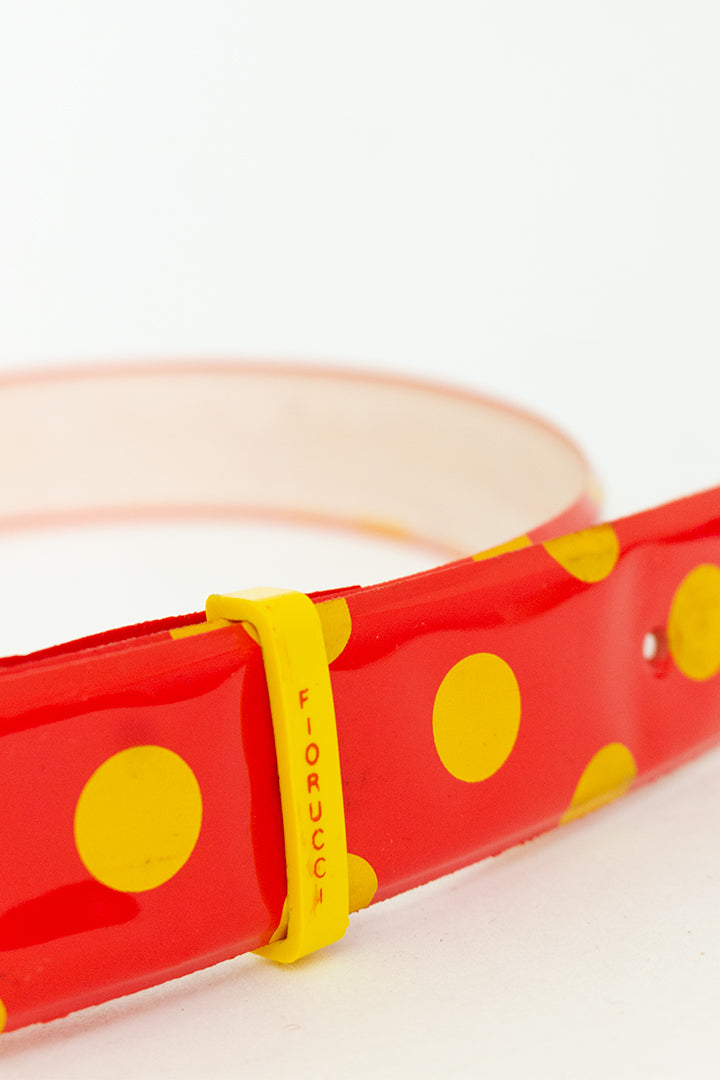 Vintage polkadot riem van rood/geel kunststof Fiorucci Italië