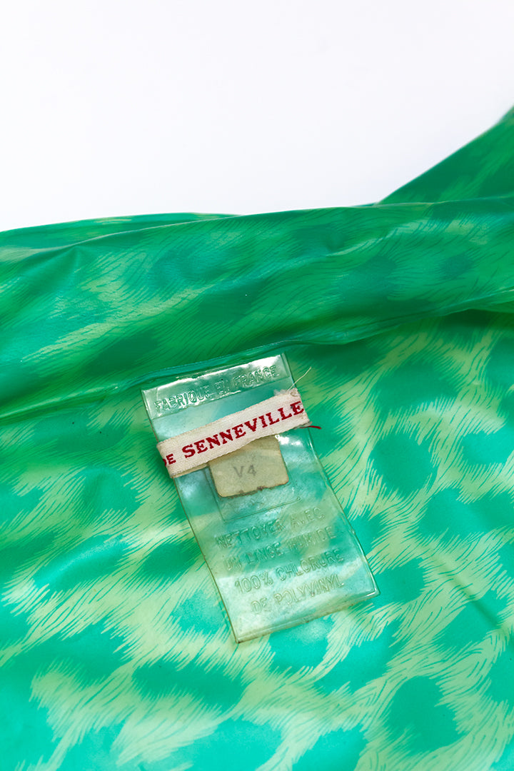 Vintage regenjas groen met panterprint Elisabeth de Senneville jaren 80