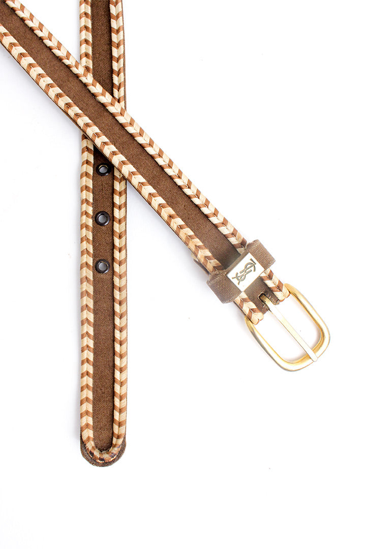Vintage riem Yves Saint Laurent bruin en beige