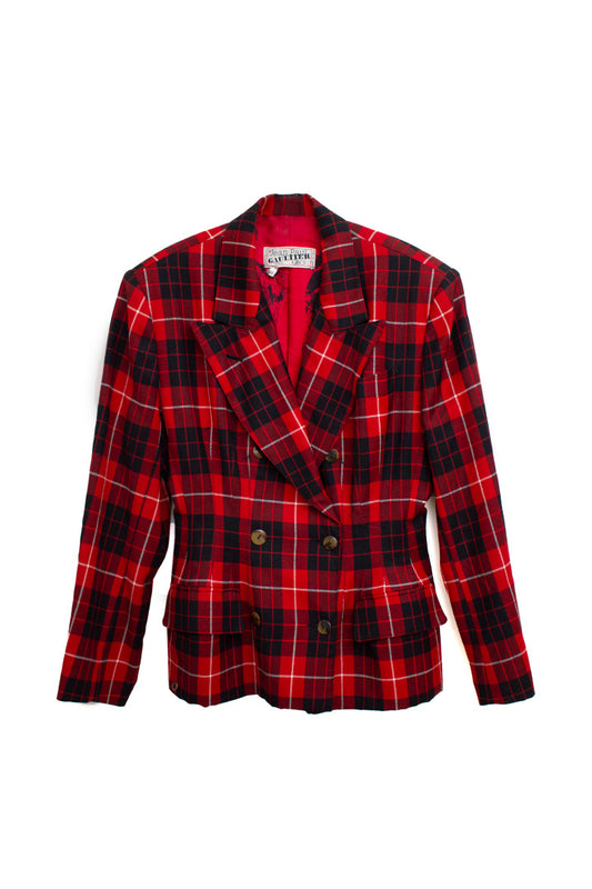 Vintage rode wollen Jean Paul Gaultier blazer voor GIBO