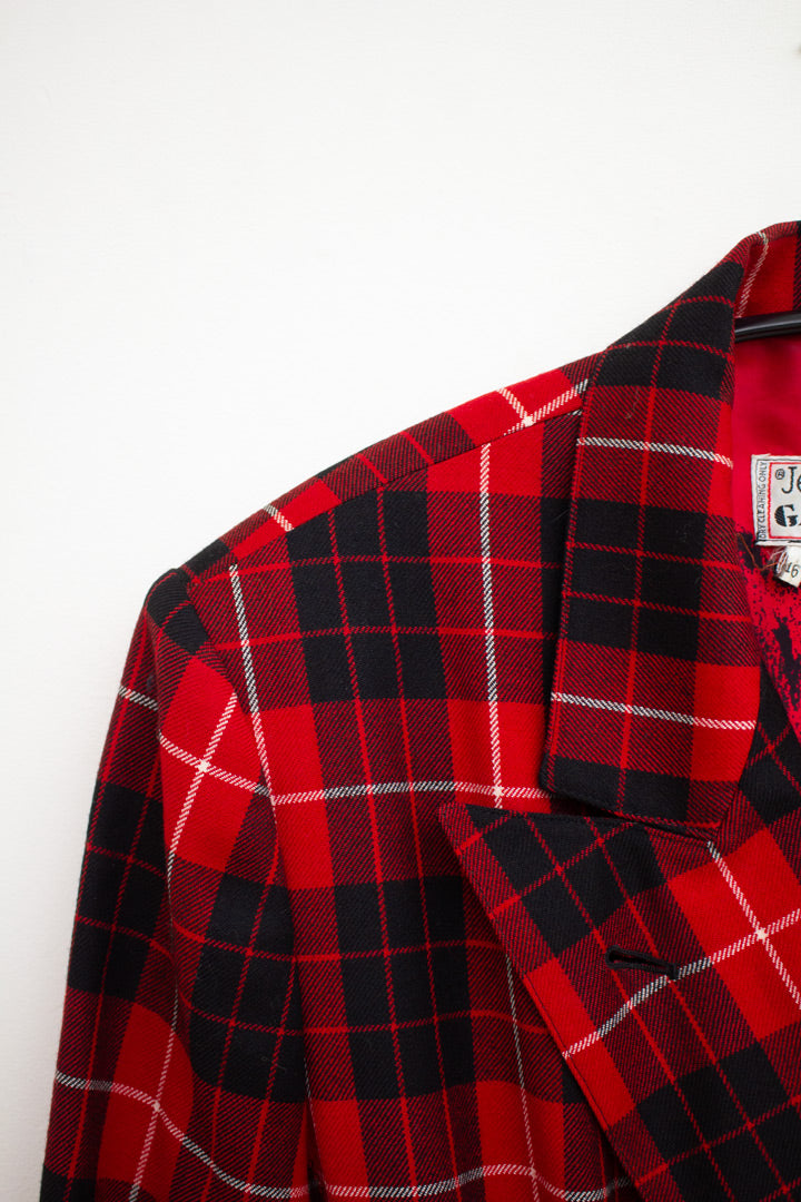Vintage rode wollen Jean Paul Gaultier blazer voor GIBO