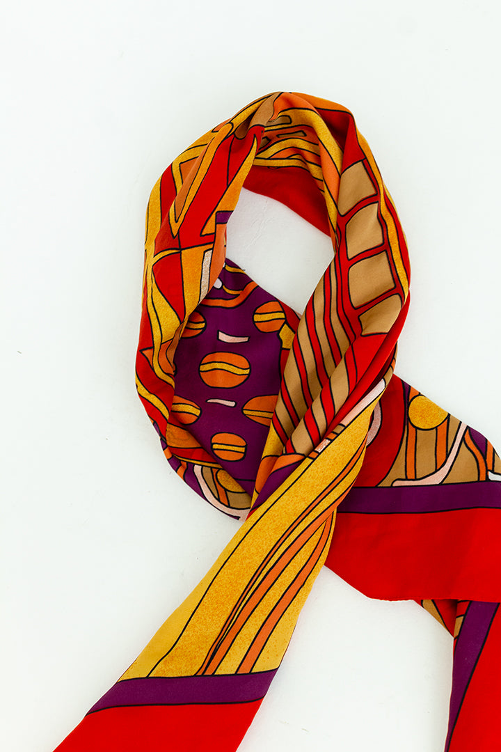 Vintage rode sjaal met abstracte print
