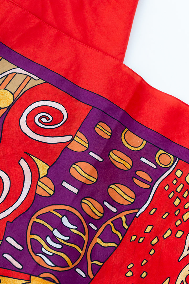 Vintage rode sjaal met abstracte print