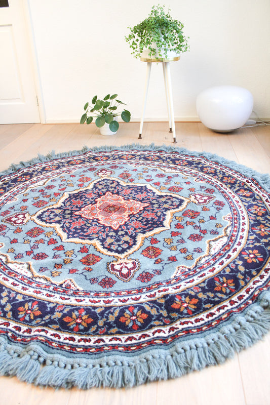Vintage rond kleed blauw