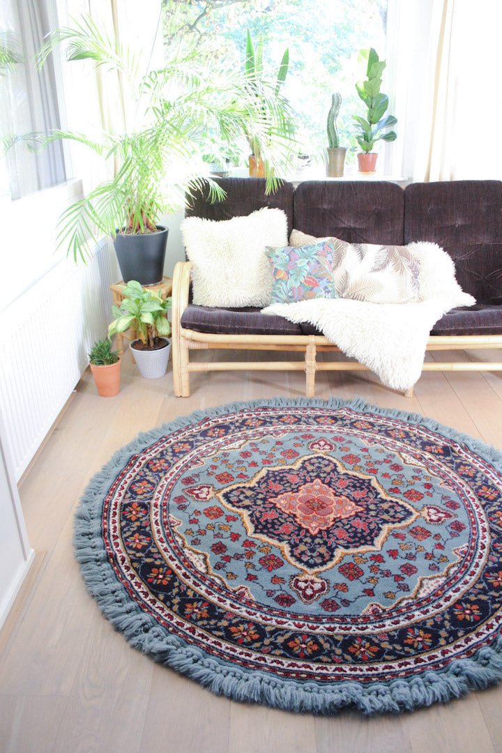 Vintage rond kleed blauw