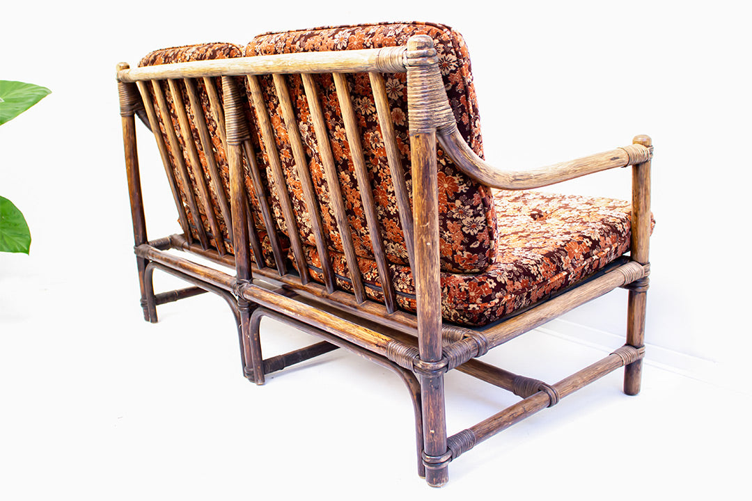 Vintage rotan bank uit de seventies