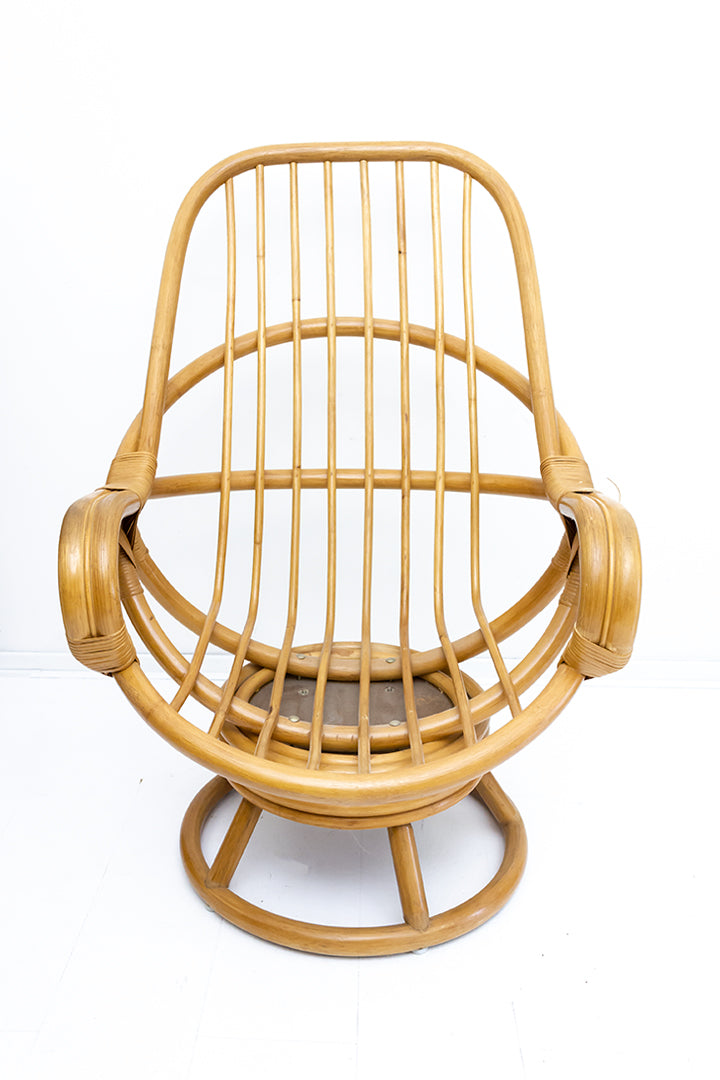 Vintage rotan fauteuil met kussen jaren 80