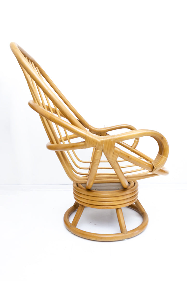 Vintage rotan fauteuil met kussen jaren 80