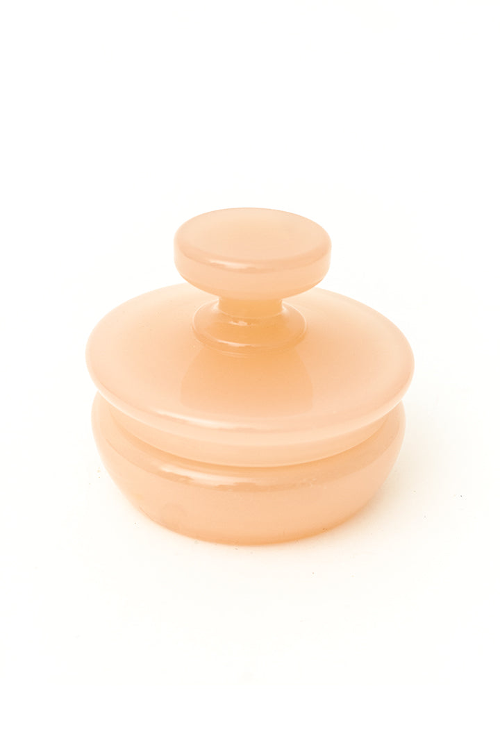 Vintage roze schaaltje met deksel opaline glas