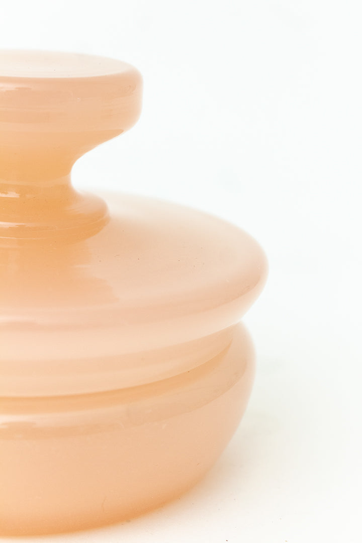 Vintage roze schaaltje met deksel opaline glas