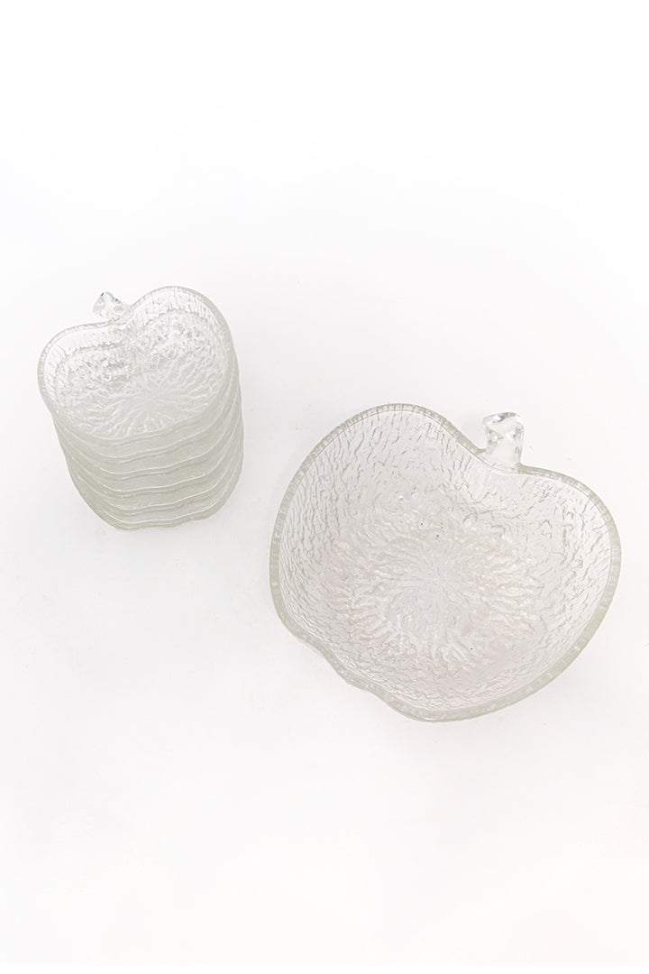 Vintage schaal appel van glas met 6 bakjes