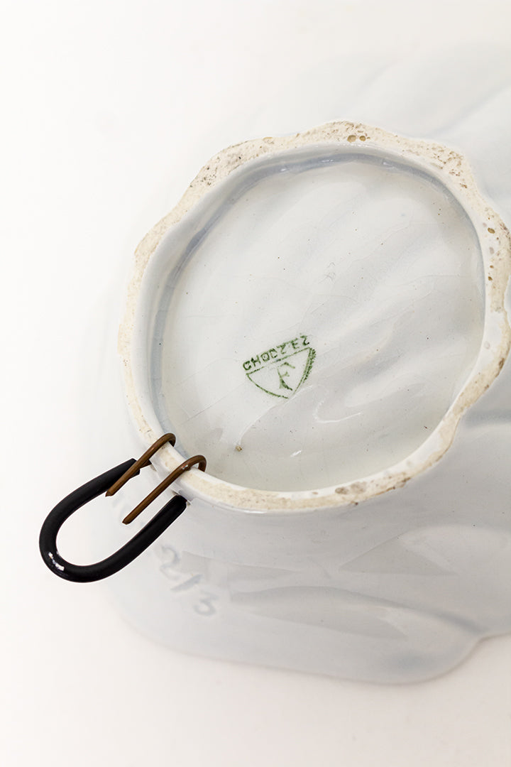 Vintage schelp schaaltje van wit keramiek Chodziez Polen