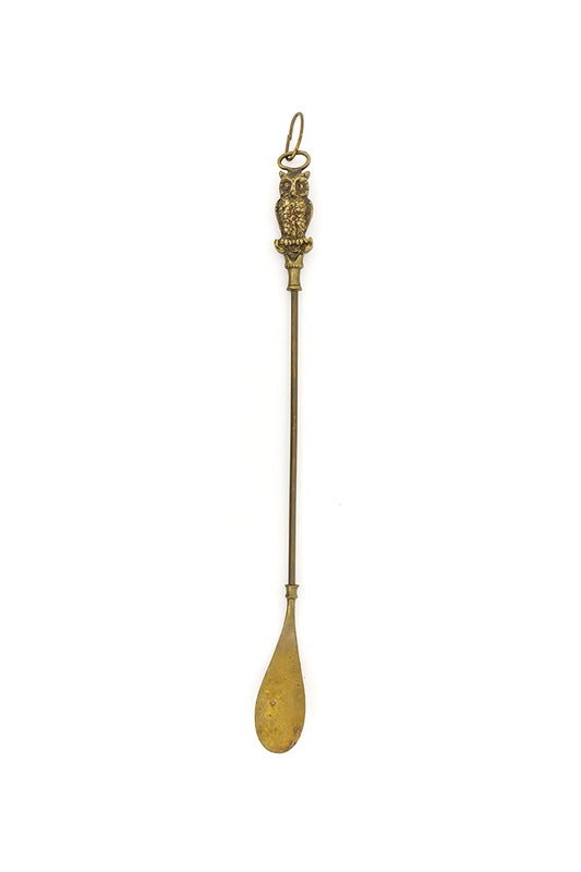 Vintage schoenlepel uil van messing