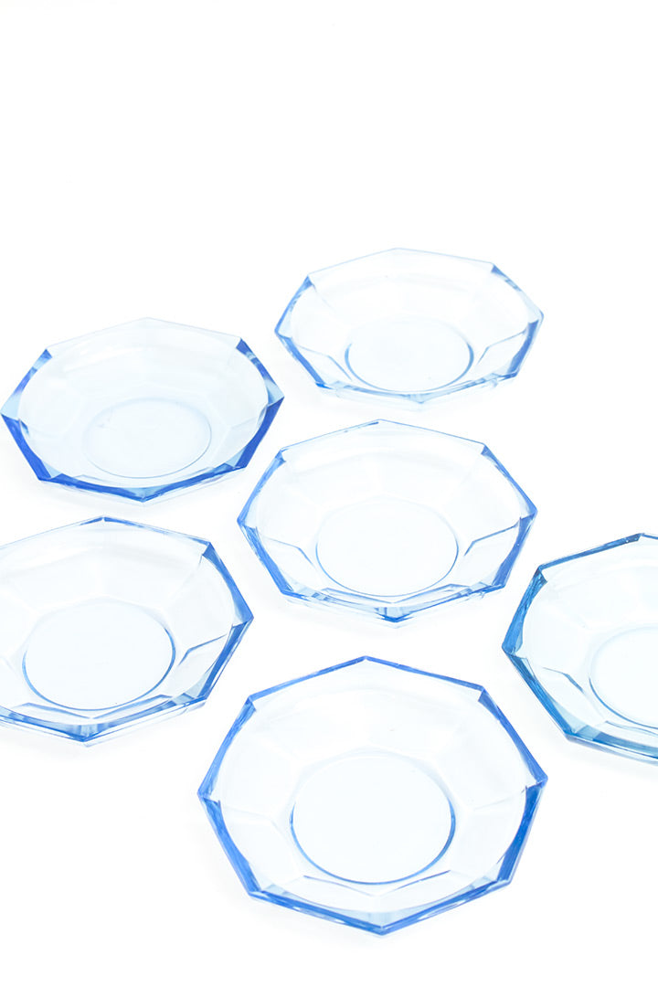 Vintage schoteltjes van blauw persglas – set van 6