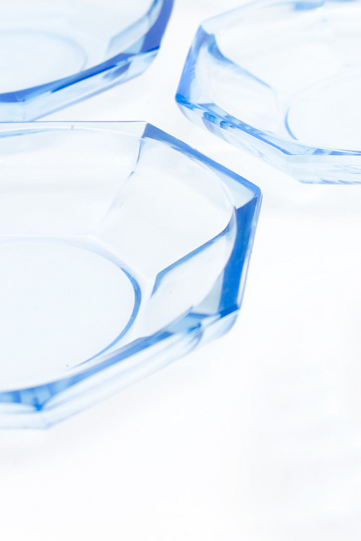 Vintage schoteltjes van blauw persglas – set van 6