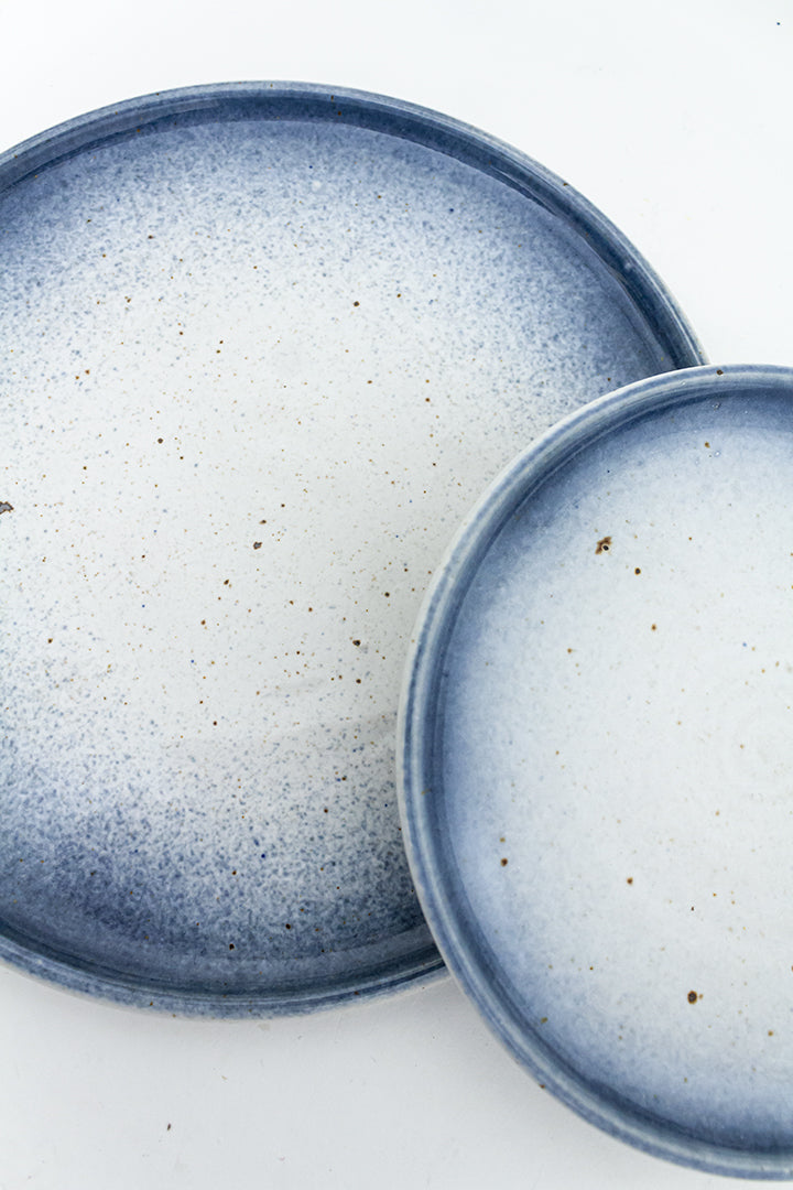 Vintage servies blauw/wit gemêleerd 33-delig