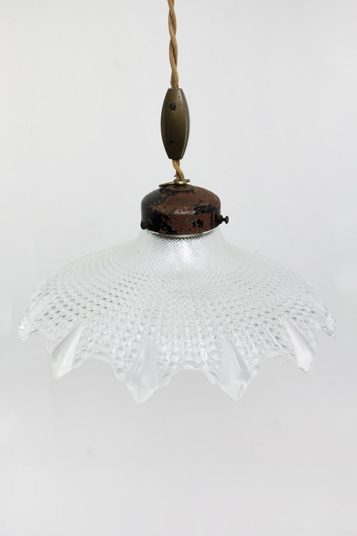 Vintage set van 2 Holophane hanglampen