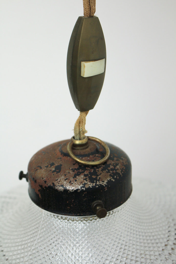 Vintage set van 2 Holophane hanglampen