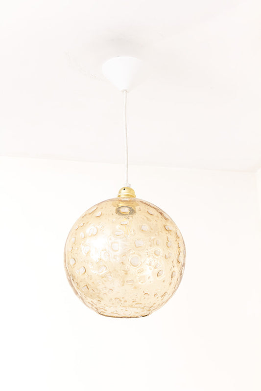 Vintage seventies hanglamp met glazen globe kap