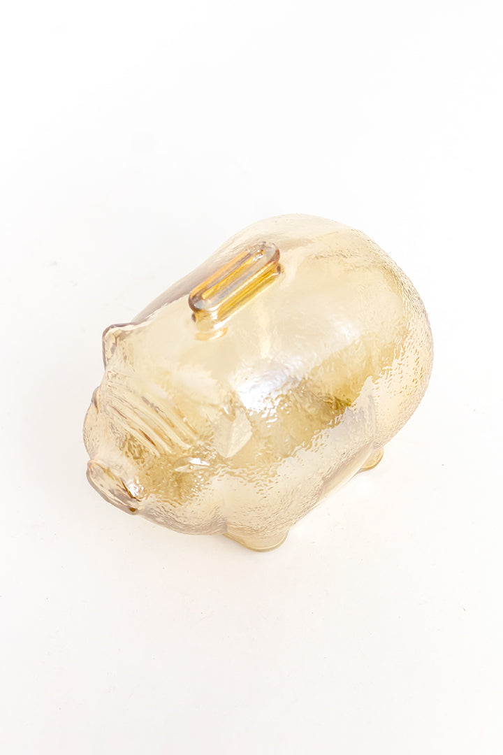 Vintage spaarvarken van bruin getint glas Anchor Hocking jaren 50