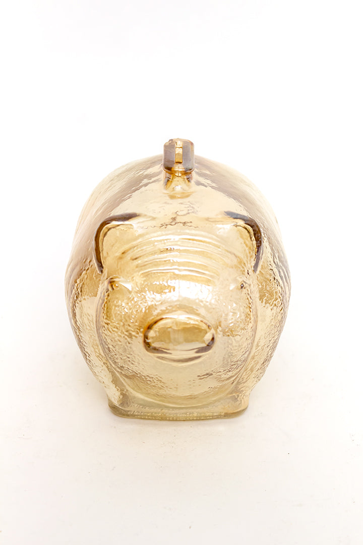 Vintage spaarvarken van bruin getint glas Anchor Hocking jaren 50