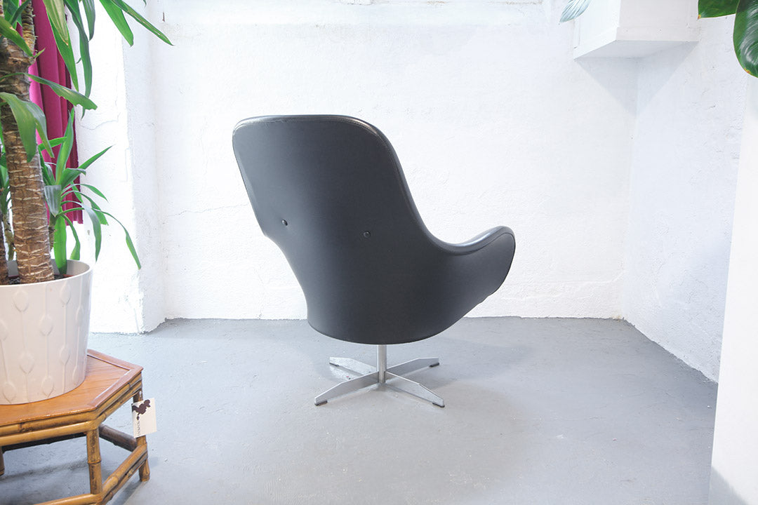 Vintage Space Age zwarte draaifauteuil