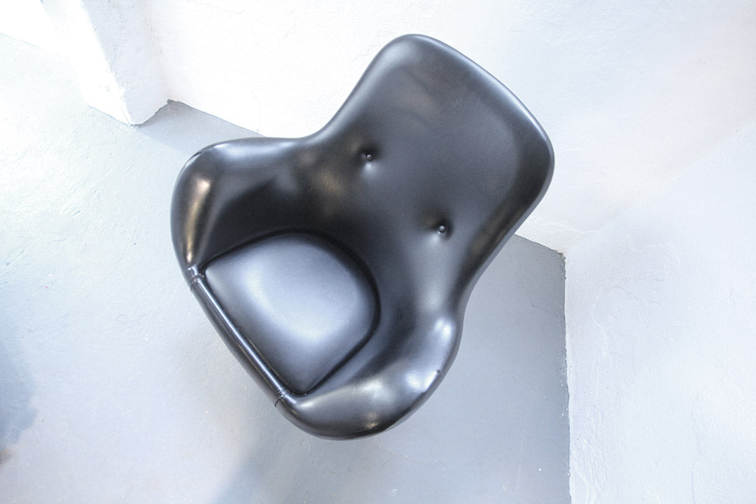 Vintage Space Age zwarte draaifauteuil